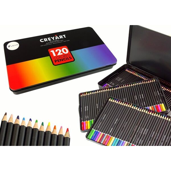 LeanToys Zestaw 120 Kredek Artystycznych Metalowy Pojemnik 13675153 5905679076705