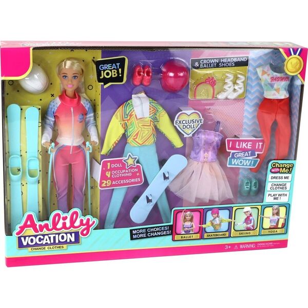 LeanToys Lalka Dla Dzieci Anlily 4 Sporty Narty Snowboard Joga Balet Akcesoria 13675169 5905679077344