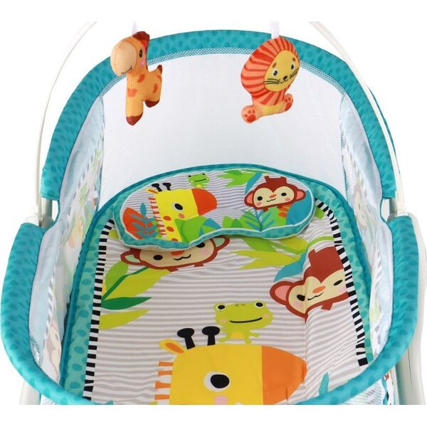 LeanToys Wielofunkcyjne Łóżeczko Bujaczek 2w1 Mata Dziecięca Dźwięki Wibracje Niebieska 13675192 5905679077764