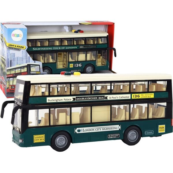LeanToys Autobus Piętrowy Światła Dźwięki Napęd Frykcyjny Ciemno Zielony 1:16 13675608 5905884456217