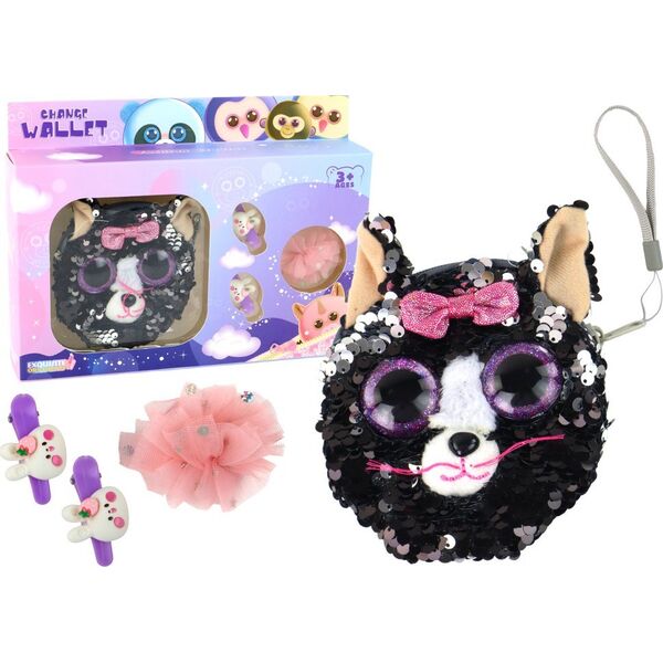 LeanToys Portfel Spinki Zestaw Dla Dziewczynki Portfelik Kotek 4 ele. 13675612 5905884456774
