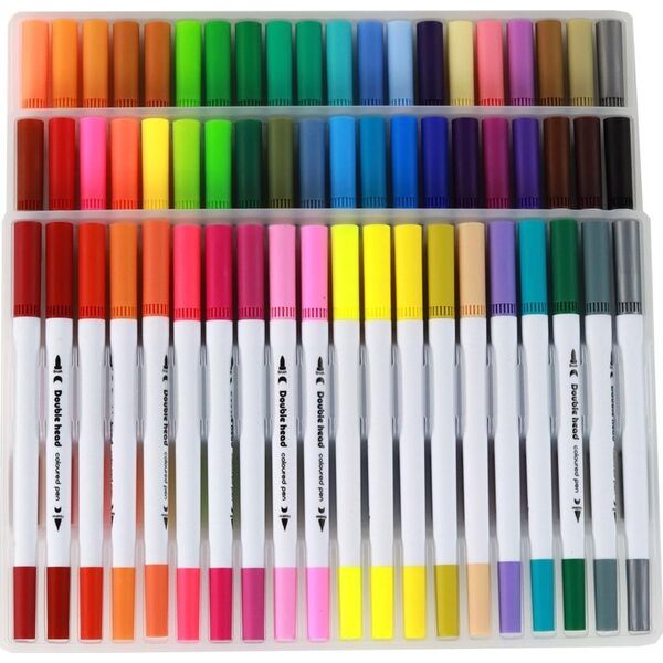 LeanToys Zestaw Pisaków Dwustronnych 60 Sztuk Różnokolorowe W Organizerze 13675716 5905991001645