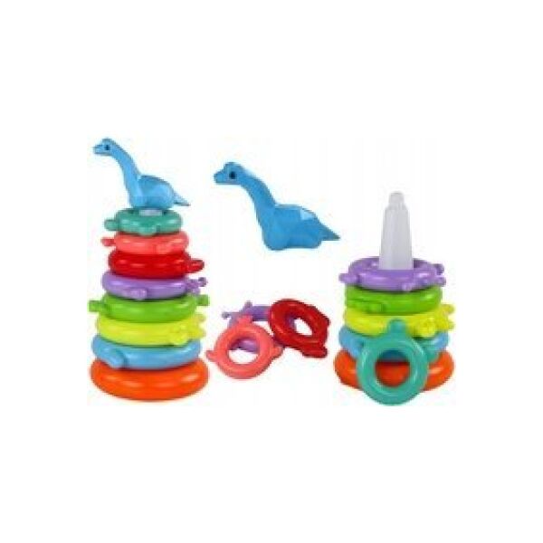LeanToys Piramidka Żyrafa Układanka 8 Kółek Kolorowa 29cm x 14cm x 14cm 13675790 5905991003892