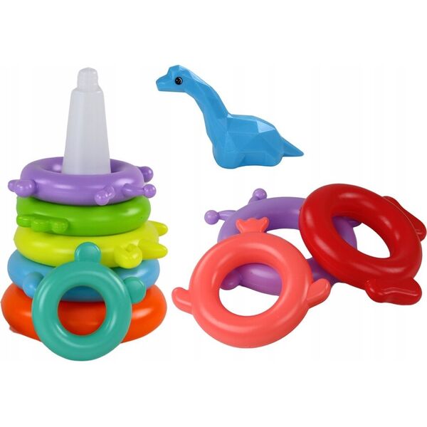 LeanToys Piramidka Żyrafa Układanka 8 Kółek Kolorowa 29cm x 14cm x 14cm 13675790 5905991003892