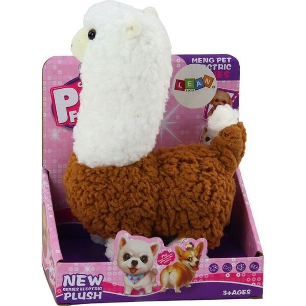 LeanToys Lama Interaktywne Zwierzątko Alpaka Brązowa Chodzi Gra 23 cm 13675835 5905991004608