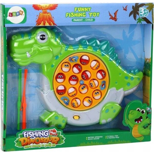 LeanToys Gra Zręcznościowa Łowienie Rybek Plansza Dinozaur Zielony 13675921 5905991005995