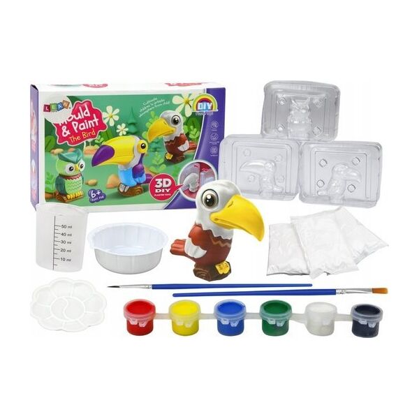 LeanToys Zestaw Kreatywny Artystyczny Ptaki 3D Gips Farbki 13675959 5905991006404