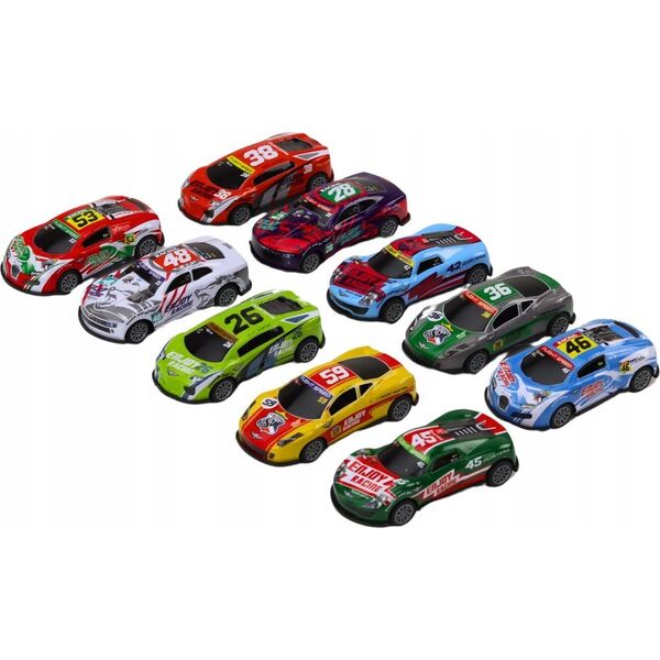 LeanToys Zestaw Samochodzików Resoraki Autka Sportowe Wyścigowe 1:64 10 szt. 13676105 5905991008736