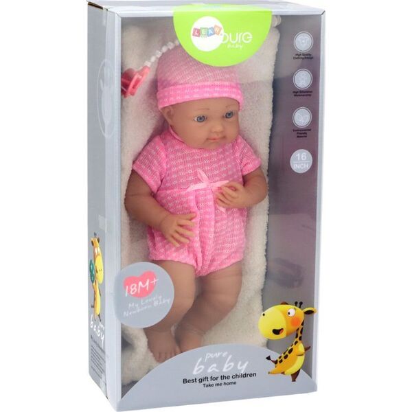 LeanToys Lalka Bobas w Różowym Ubranku Czapeczka Smoczek Kołderka 13676119 5905991009283
