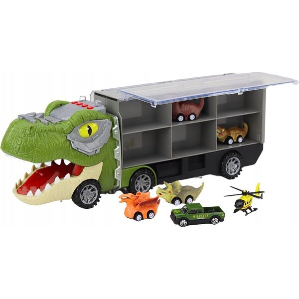 LeanToys Ciężarówka Dinozaur Transport Resoraków 6szt Światła Dźwięki Zielony 13676198 5905991010937