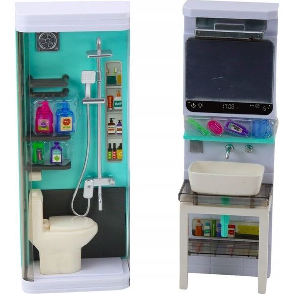 LeanToys Zestaw Do Zabawy Łazienka 4w1 Prysznic Toaleta Pralka Akcesoria 13676322 5905991014836