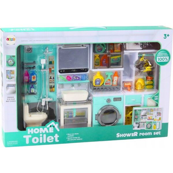 LeanToys Zestaw Do Zabawy Łazienka 4w1 Prysznic Toaleta Pralka Akcesoria 13676322 5905991014836