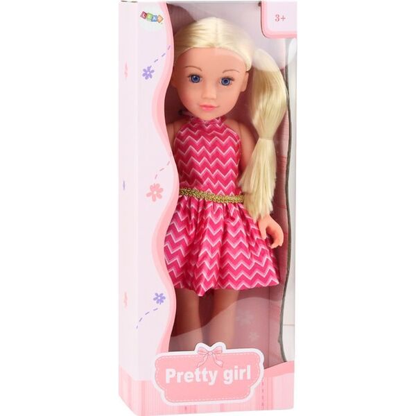 LeanToys Lalka Różowa Sukienka Kucyki Blond Włosy Duża Laleczka 46cm 13676338 5905991015253