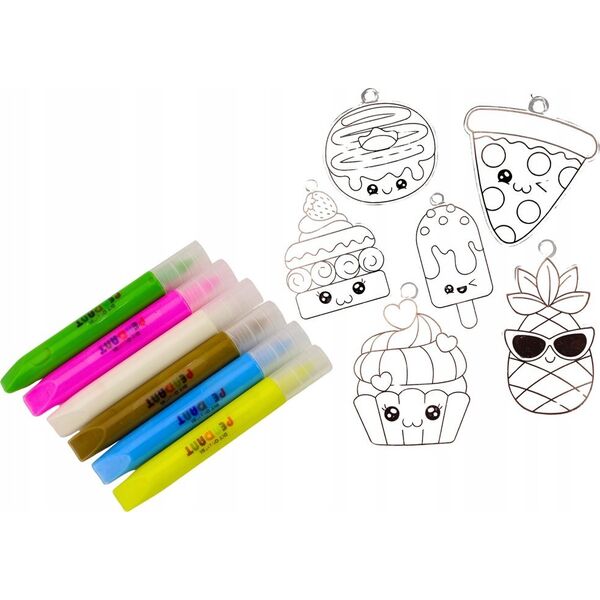 LeanToys Zestaw Kreatywny Witraże Zawieszki DIY Babeczka Pizza Ananas 13676339 5905991015017