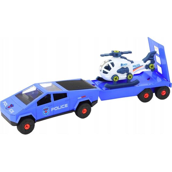 LeanToys Zestaw Nowoczesne Auto z Helikopterem i Lawetą Do Rozkręcania DIY Niebieski 13676558 5905991018506