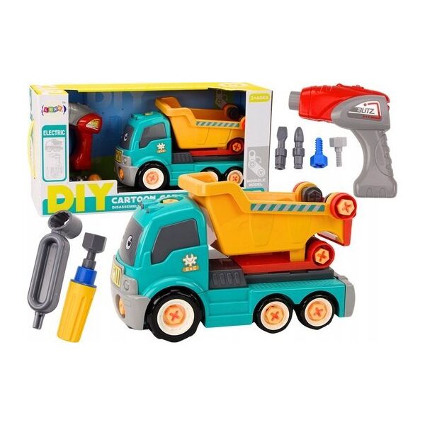LeanToys Ciężarówka Wywrotka Kreskówkowa Do Skręcania DIY Turkusowa 13676581 5905991018858
