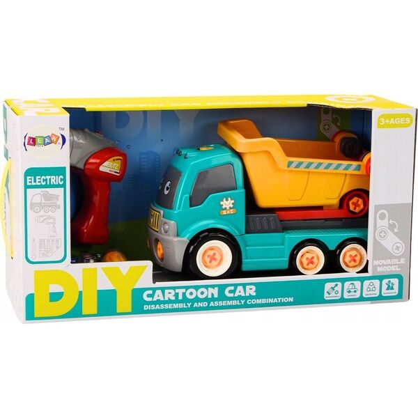 LeanToys Ciężarówka Wywrotka Kreskówkowa Do Skręcania DIY Turkusowa 13676581 5905991018858