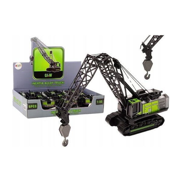 LeanToys Dźwig Gąsienicowy Żuraw Metalowy Hak 1:55Czarno-Zielony 13676653 5905991019510