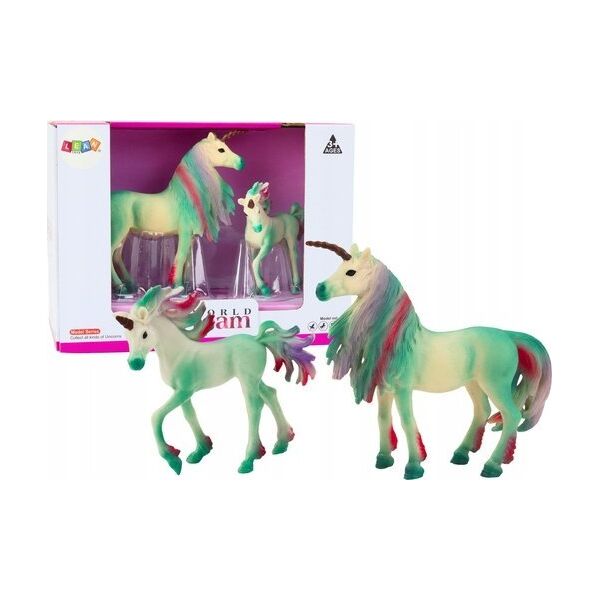 Figurka LeanToys Figurki Kolekcjonerskie Jednorożec z Małym Zielony 2 El 13676721 5905991020752