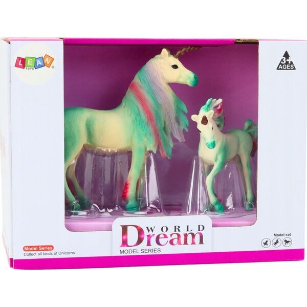 Figurka LeanToys Figurki Kolekcjonerskie Jednorożec z Małym Zielony 2 El 13676721 5905991020752