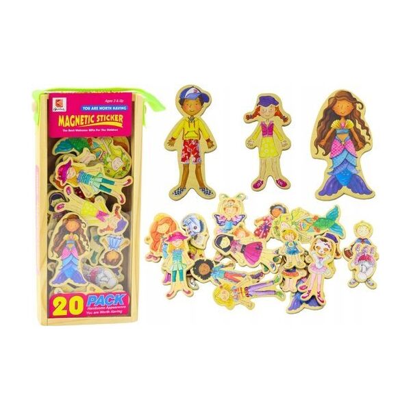 LeanToys Zestaw Magnesy Drewniane Postacie W Przebraniach Kolorowe 20 Sztuk 13676809 5905991021810