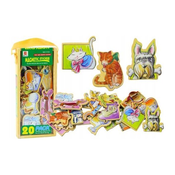 LeanToys Zestaw Magnesy Drewniane Zwierzęta Kolorowe 20 Sztuk 13676817 5905991021797