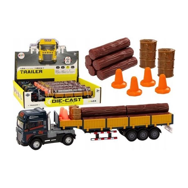 LeanToys Ciężarówka Z Drewnem Niebieska Tir Przyczepa 1:24 Bale Dźwięki Światła 13676833 5905991022114