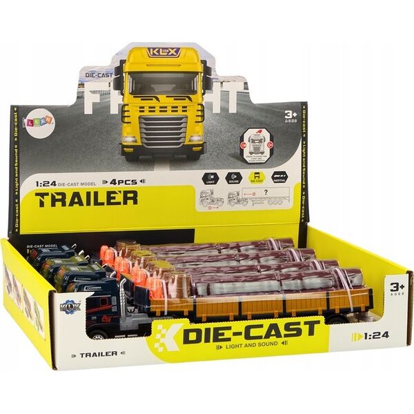 LeanToys Ciężarówka Z Drewnem Niebieska Tir Przyczepa 1:24 Bale Dźwięki Światła 13676833 5905991022114