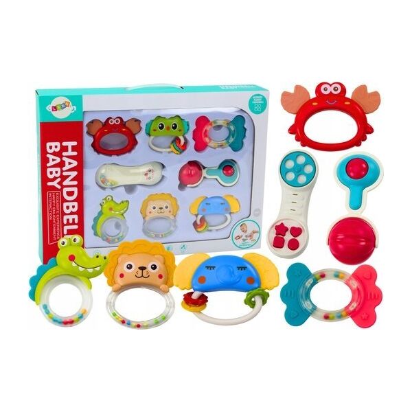 LeanToys Zestaw Zabawek Grzechotek Gryzaków Zwierzątka 8 Sztuk 13676871 5905991023258
