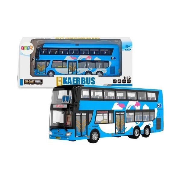 LeanToys Autobus Piętrowy Wycieczkowy 1:42 Metalowy Światła Niebieski 13676947 5905991026303