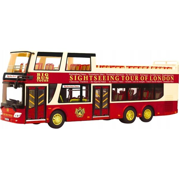 LeanToys Autobus Piętrowy Wycieczkowy 1:42 Metalowy Światła Czerwony 13676956 5905991026297