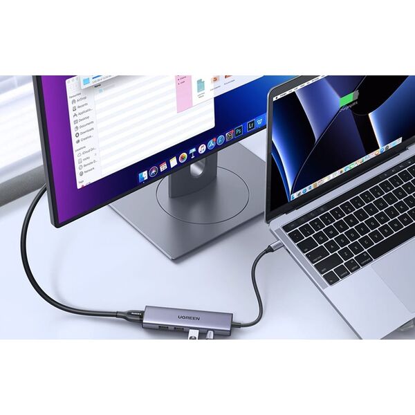 HUB USB Ugreen Hub USB-C Ugreen CM511, HDMI 4K 60Hz, 3x USB 3.0 5Gbps, PD 100W (srebrny) 13680329 6941876215973