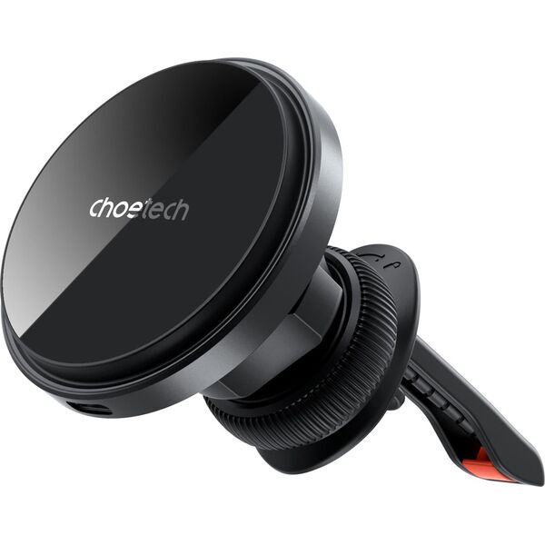 Choetech Magnetyczny uchwyt samochodowy Choetech T204-F, z ładowarką 15W (czarny) 13680355 6932112106360