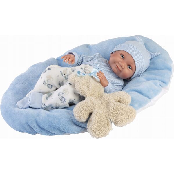 Llorens Llorens 73807 Lalka winylowa bobas 40 cm Nico z niebieską podusią i przytulanką 13680485 8426265738076