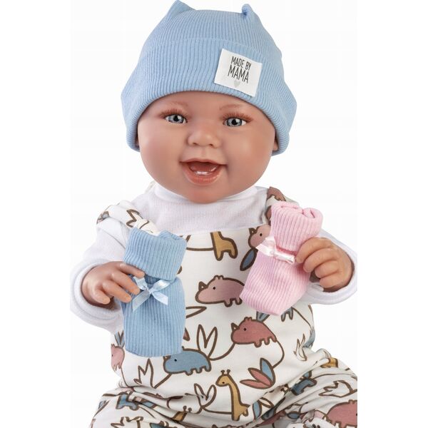 Llorens Llorens 84481 Lalka bobas śmiejąca się 44 cm Tala/Talo czapki + skarpetki w dwóch kolorach 13680496 8426265844814