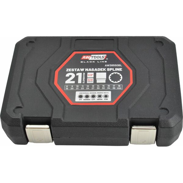 AWTools AWTOOLS ZESTAW NASADEK SPLINE 21el. 12-KĄT. BLACK LINE 13683661 5903678615680