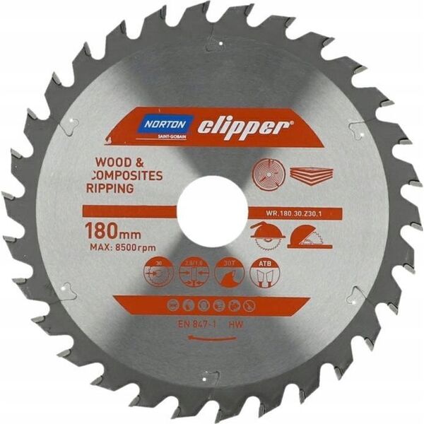 Norton NORTON PIŁA TARCZOWA 180mm x 30mm x 30z DREWNO I KOMPOZYTY ATB (2,8 / 1,8) 13683857 5450248769453
