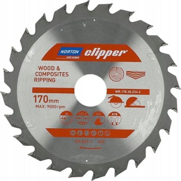 Norton NORTON PIŁA TARCZOWA 170mm x 30mm x 24z DREWNO I KOMPOZYTY ATB (2,8 / 1,8) 13683861 5450248769439