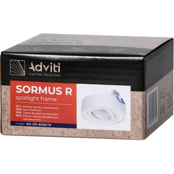 Lampa sufitowa Orno SORMUS R ramka dekoracyjna oprawy punktowej, MR16/GU10 max 50W, regulowana, okrągła, biała,AD-OD-6169/W 13683987 5908254821745