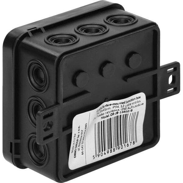 Orno Puszka n/t CLICK, IP54, 12 przepustów, 75x75x41mm, czarna,OR-JB-13802/B 13684018 5904988901678