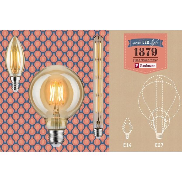 Paulmann Źródło światła LED 1879 G95 DIM 6W 470lm E27 1800K 230V złoty / szkło 13684404 4000870291894