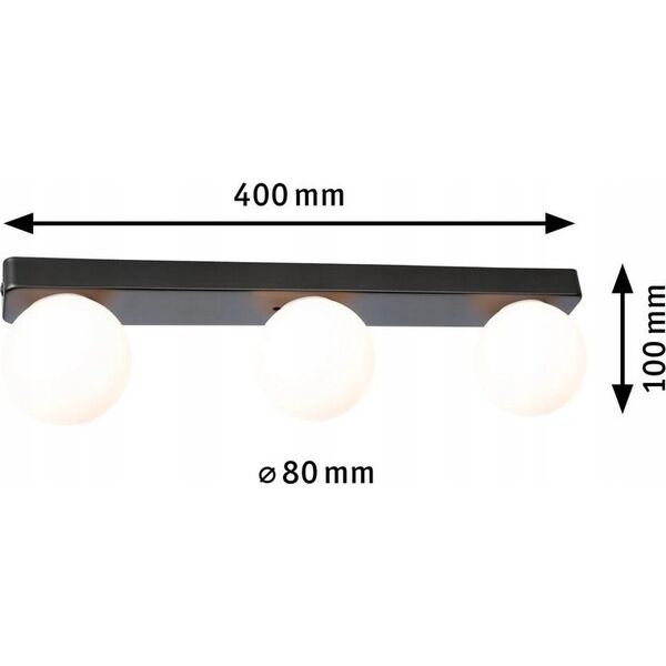 Kinkiet Paulmann Lampa ścienna łazienkowa GOVE LED nad lustro G9 max.3x20W IP44 230V czarny matowy / metal 13684459 4000870710708