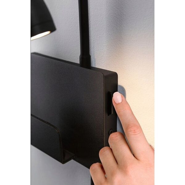 Kinkiet Paulmann Oprawa ścienna HALINA LED 2.4W 200lm 2700K USB-C 230V czarny mat /metal 13684478 4000870711019