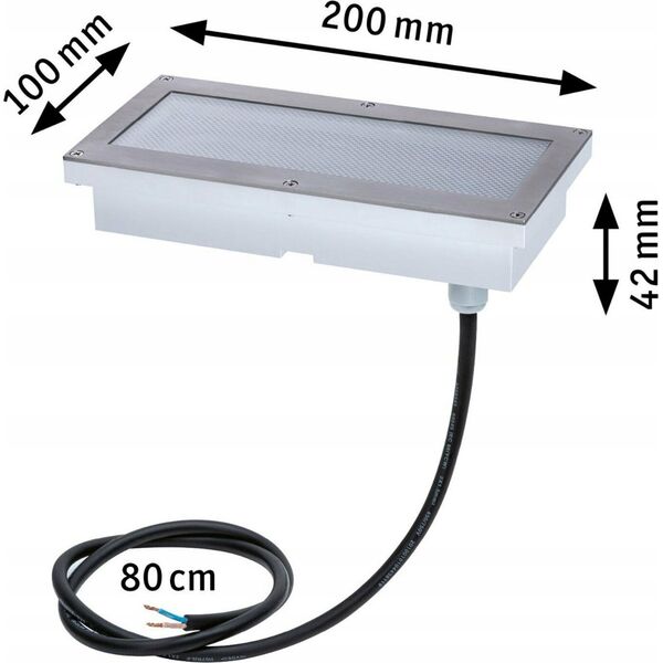 Paulmann Oprawa dogruntowa BRICK LED 1.6W 50lm 3000K IP68 z czujnikiem ruchu 200x100 230V aluminium / stal nierdzewna 13684535 4000870943373