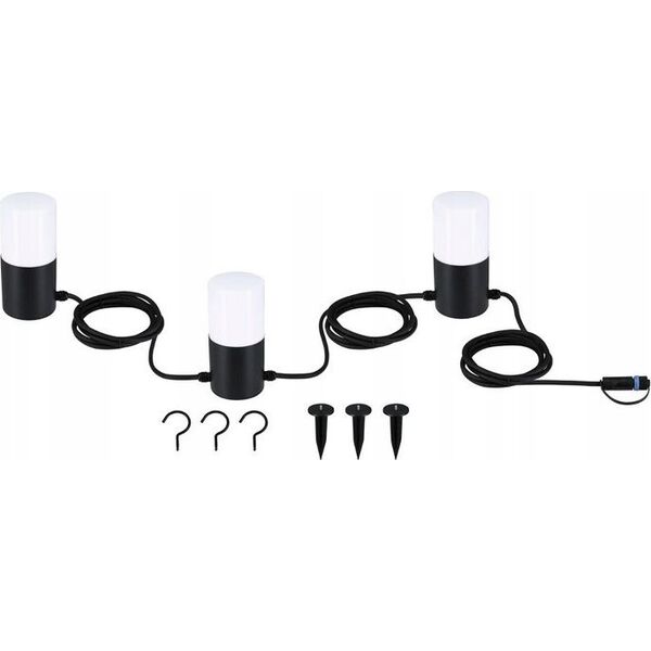 Paulmann Łańcuch świetlny Plug & Shine TUBS 3x2W 3000K E14 IP44 24V antracyt / aluminium 13684566 4000870947616