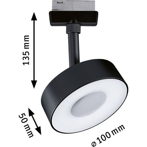 Paulmann Reflektor na szynoprzewód URail CIRCLE LED DIM 5W 160lm 3000K 230V czarny matowy/ metal 13684624 4000870955895