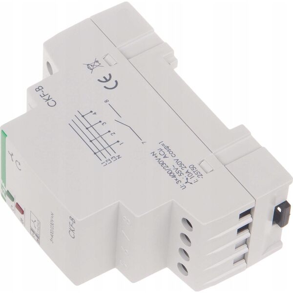 F&F Przekaźnik kolejności i zaniku faz F&F CKF-BR-TRMS 10A 1NO/NC opóźnienie 4s asymetria 40-80V True RMS na szynę DIN 13684932 5902431673639
