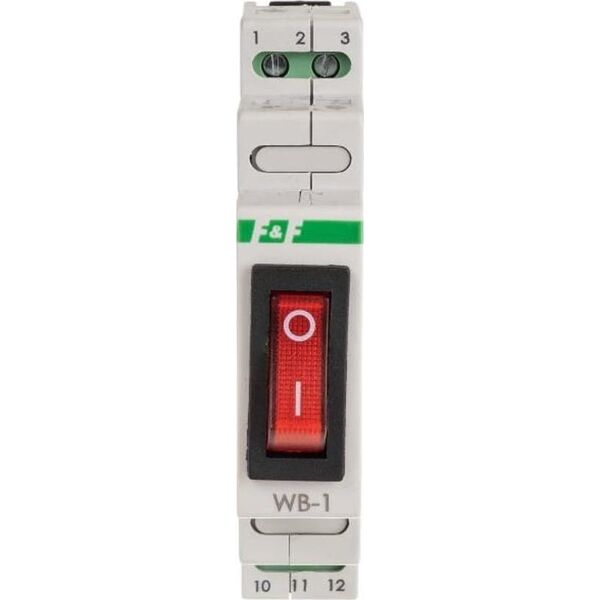F&F Przełącznik dwupozycyjny F&F WB-1R 16A 1NO 230V AC z podświetleniem czerwonym na szynę DIN 13684934 5908312599944