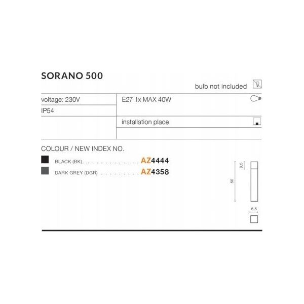 Lampa podłogowa Azzardo Azzardo Sorano 500 AZ4358 lampa stojąca ogrodowa 1x40W E27 szara/biała 13684987 5901238443582