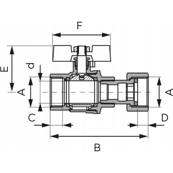 Ferro Zawór kulowy z półśrubunkiem 1/2" Ferro F-Power KFPM1SG 13685070 5902194993210